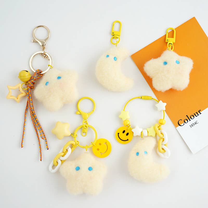 MKS America - Wholesale Keychain - Women's - Fluffy Moon Star Keychain Cute Smiley Bag Charm Gift9
