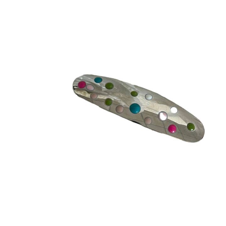 Silver Färgglada polka dot silver hårklämmor DPJC31 för wholesale på Faire