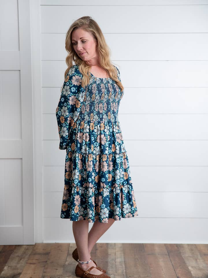 Oopsie Daisy - Wholesale Dress - Women's - Women's Grace Winter Floral Mommy & Me Matching Tiered Dress0