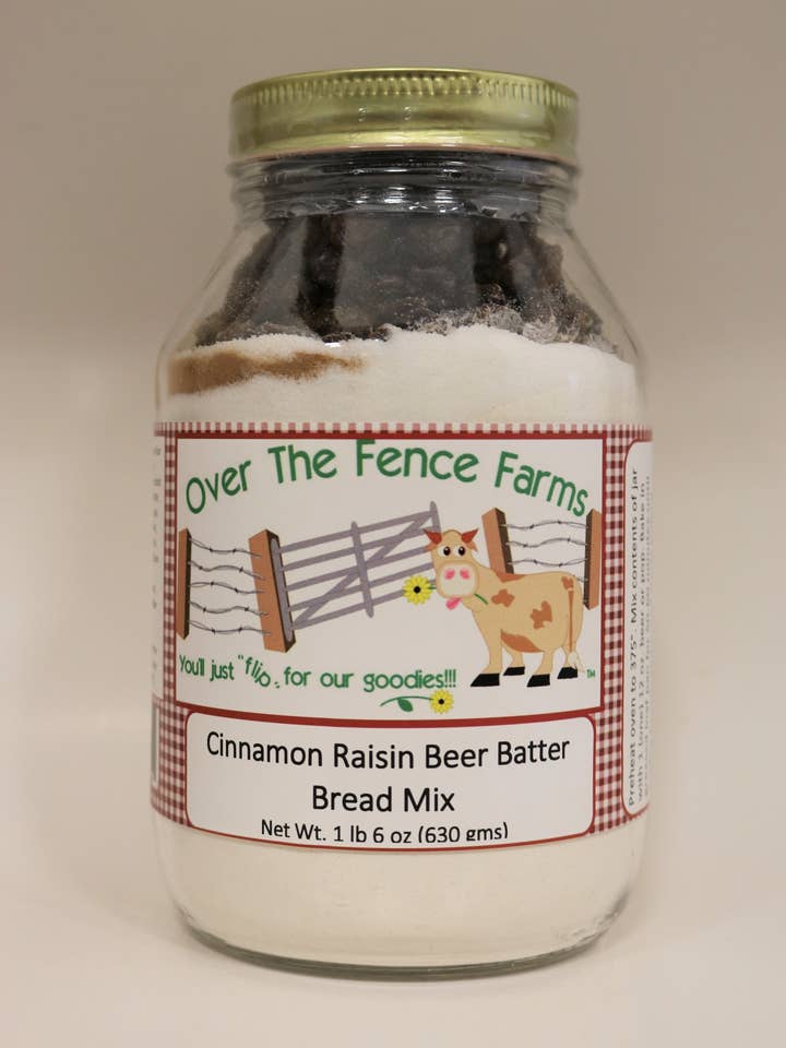 Zimt-Rosinen-Bierteig-Brotmischung (Glas) für den Großhandel von Over The Fence Farms