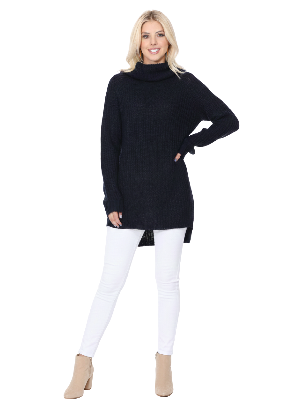 Mak – wholesale Tunic sweater – Women’s – Women's Long Sleeve Turtleneck Pullover Tunic Sweater MK36602