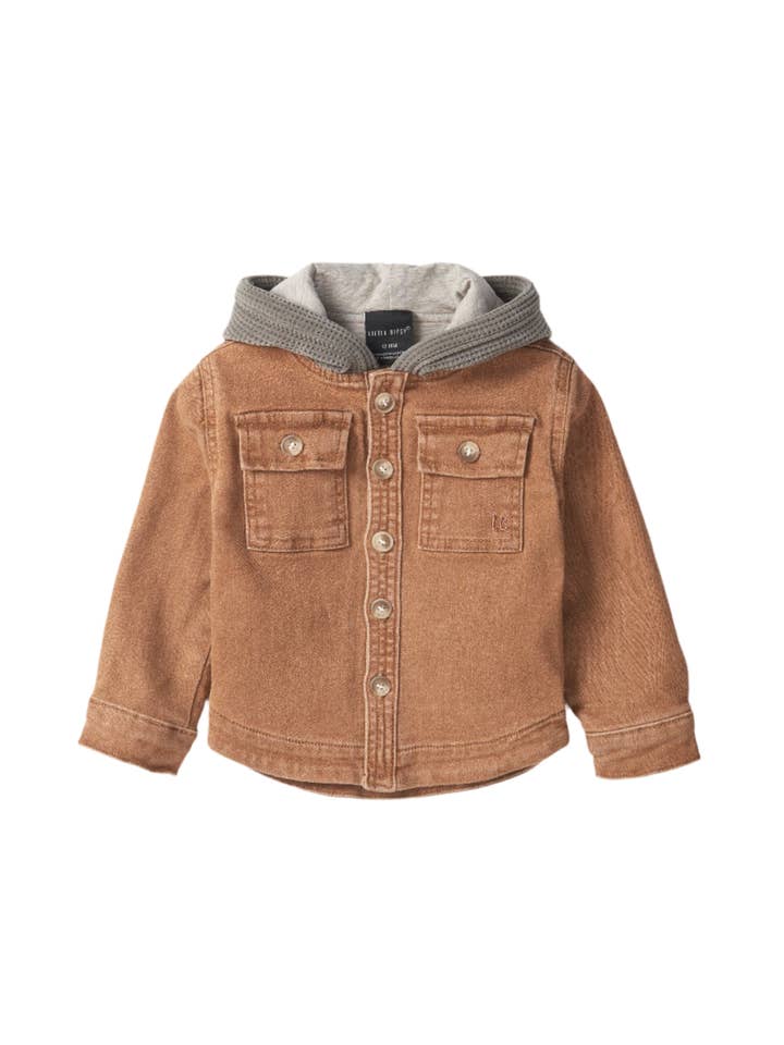Little Bipsy - Wholesale Shirt Jacket/Shacket - Kids - Hooded Denim Shacket - Camel