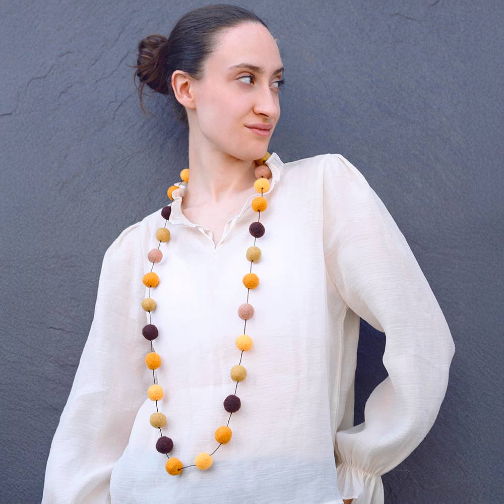 Sonata - Wholesale Snap Jewelry - Long Wool Ball Necklace6