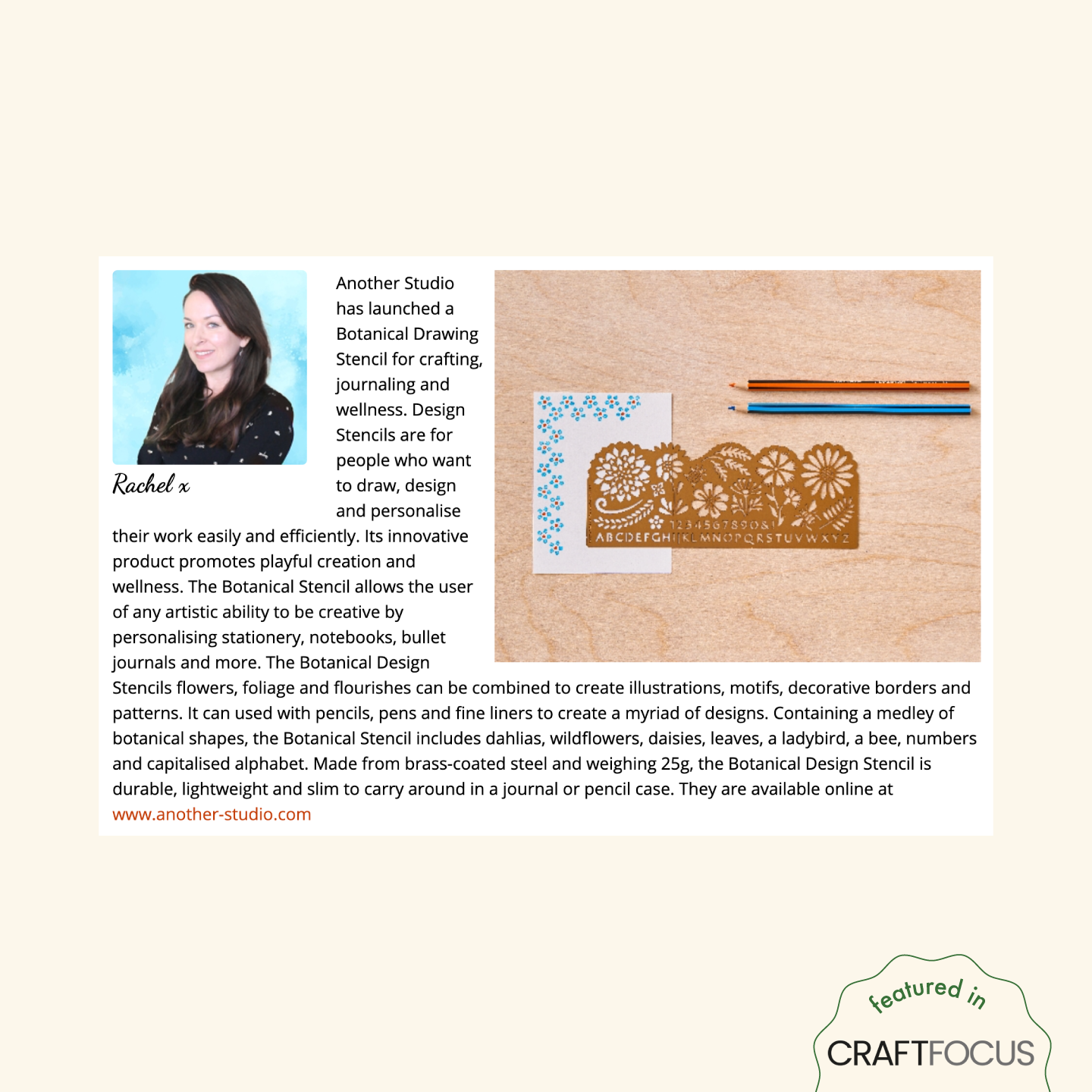 Another Studio UK – wholesale Stencil/craft die – Botanical Drawing Stencil, Arts And Journaling In Brass6