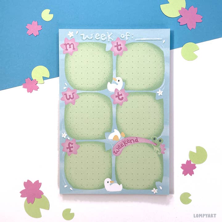 Pond Pals Weekly Planner Notepad for wholesale by LompyArt