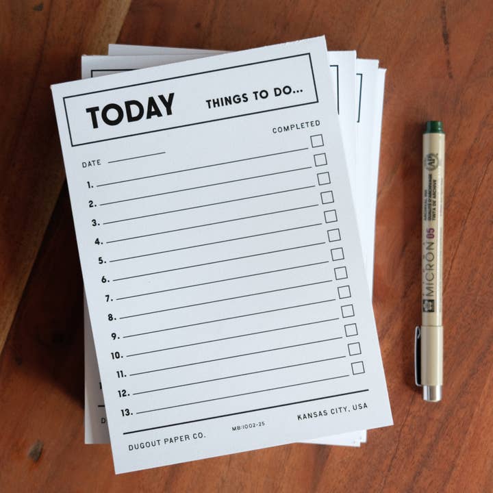 Dugout Paper Co. - Wholesale Notepad - To Do List Notepad - Things To Do