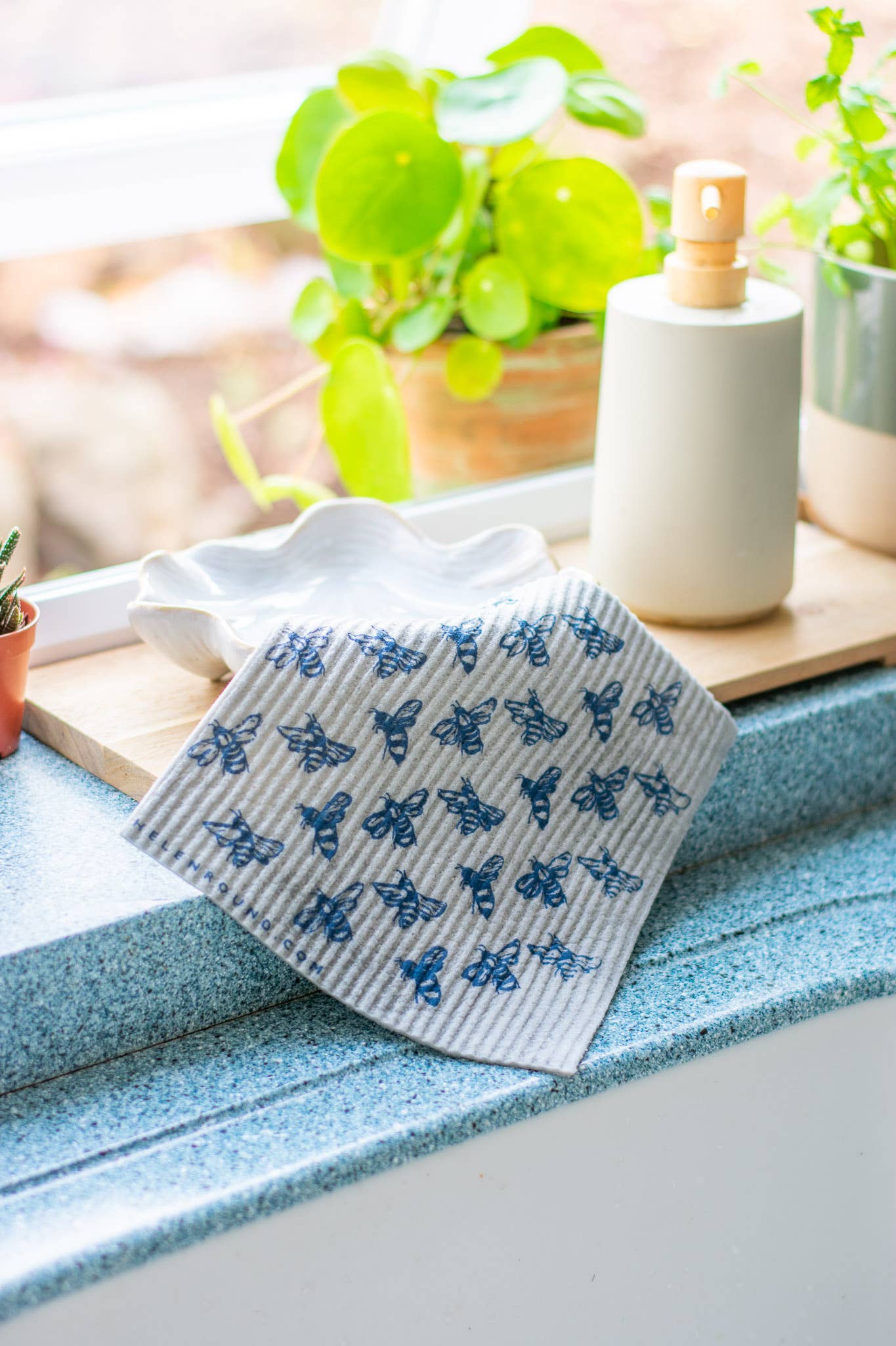 Helen Round - hand printed linen and bamboo wellness - Wholesale Dishcloth - Kitchen Cloths, Set Of 2 Household Sponges, Swedish Cloths7