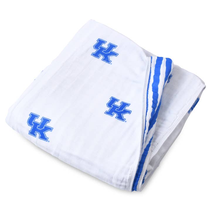 University of Kentucky Toddler Muslin Four Layer Blanket for wholesale by Three Little Anchors