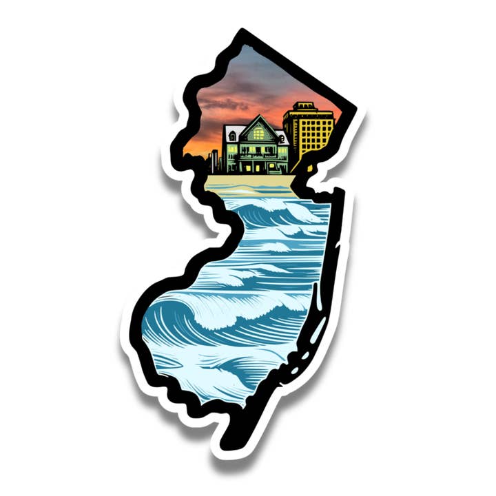 New Jersey & Atlantic City Boardwalk State 3” Vinyl Sticker for wholesale by National Parks and Beyond