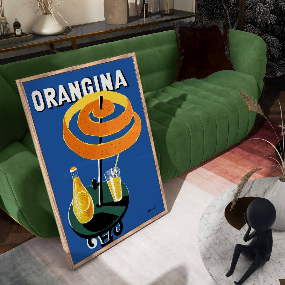 PRINT AND PROPER - Wholesale Art Print - Orangina Villemot Poster. Terrace & Parasol Remastered Print1