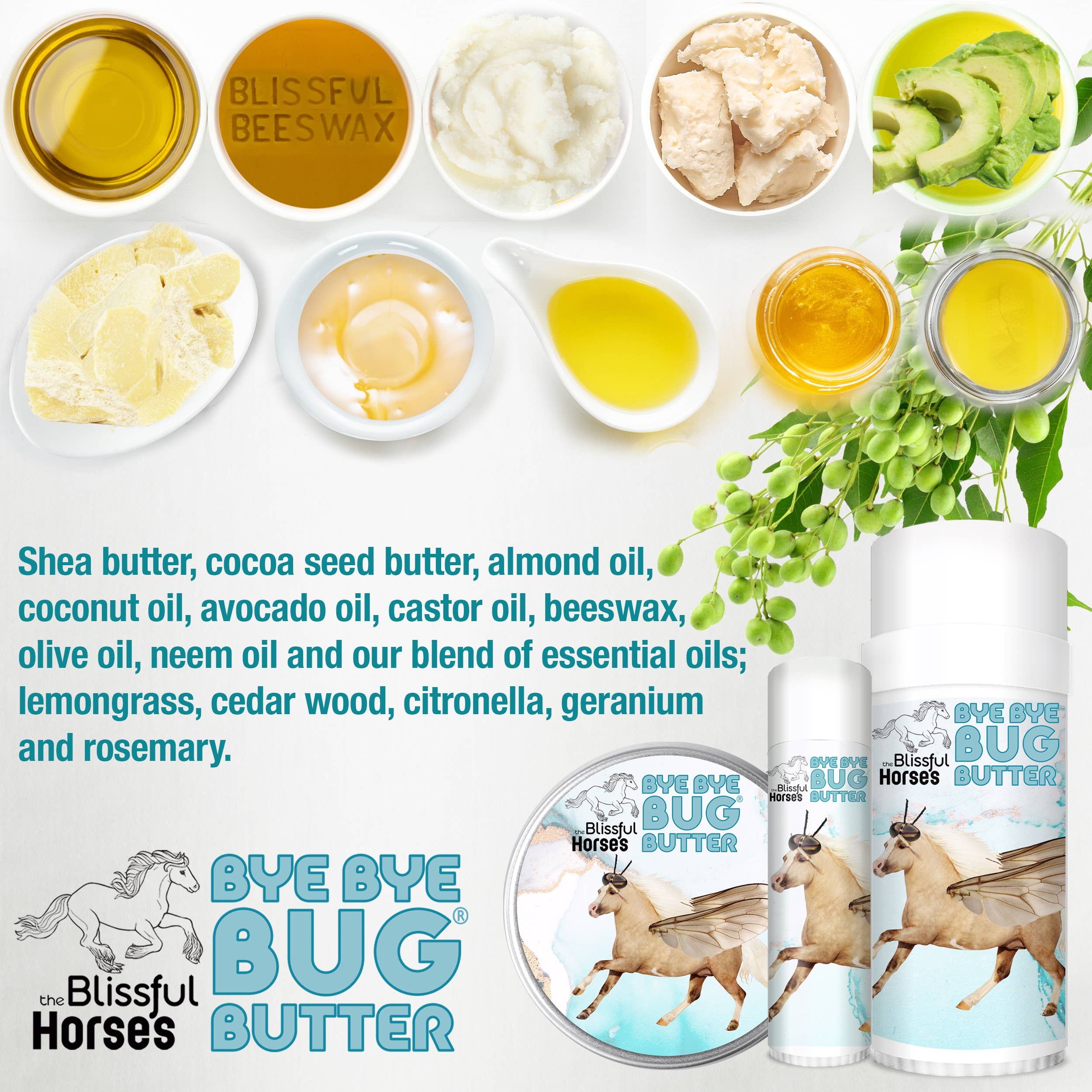 The Blissful Dog – wholesale Husdjursspray - Inte katt/hund – The Blissful Horses Bug Off Butter i burkar och tuber8