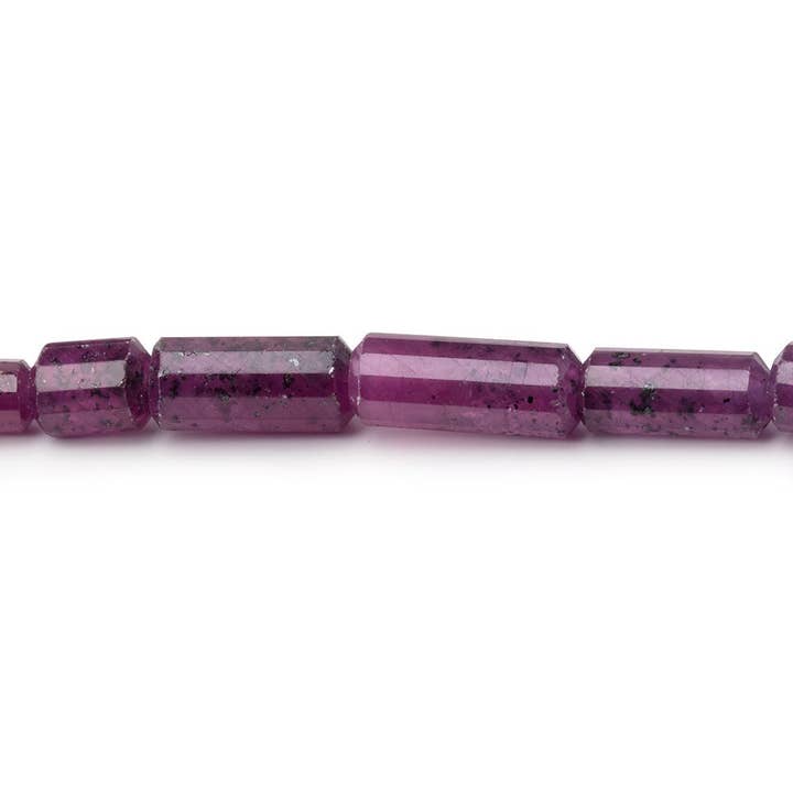 Beads of Cambay - Wholesale Beads - 5-11mm Ruby Faceted Tube Beads 16 inch 52 pieces AA