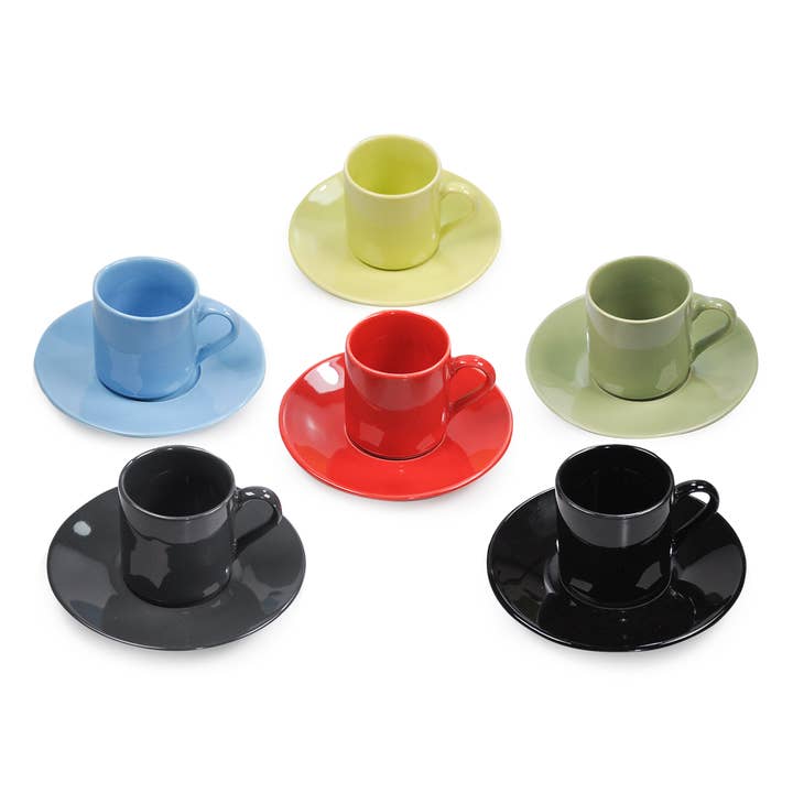 Porcelain Espresso Cups And Saucers Set of 6 for wholesale by House Of Aten