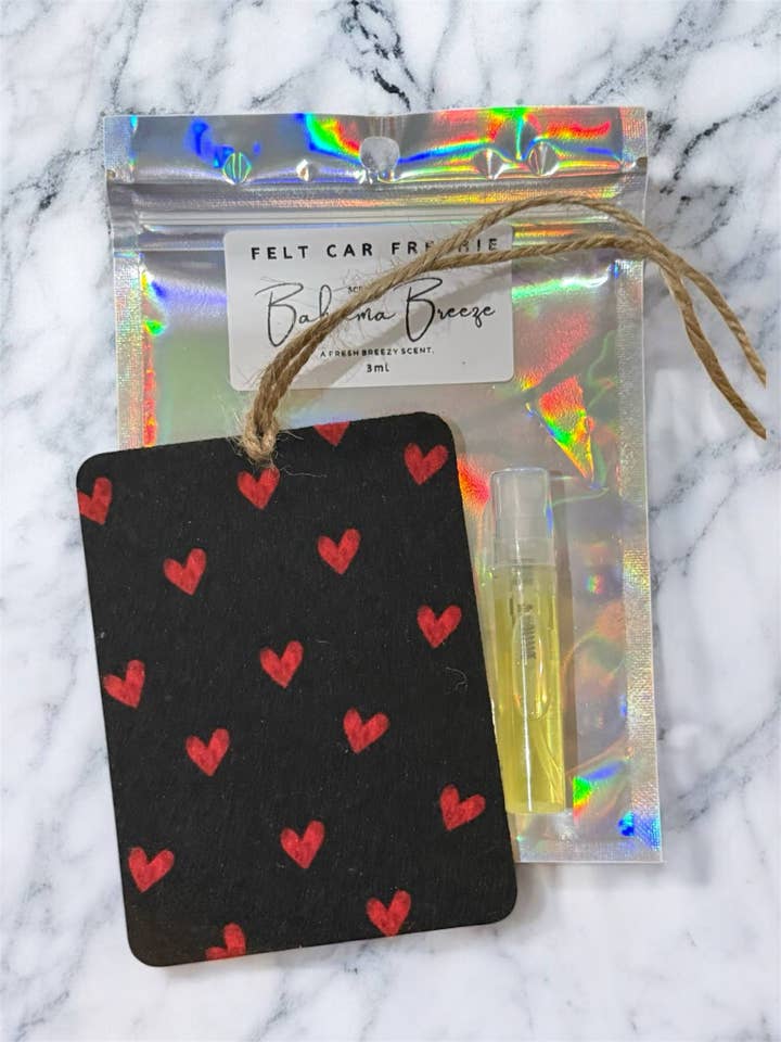 Zwart & Rood Harten Vilt Freshie voor wholesale door The Prickly Five