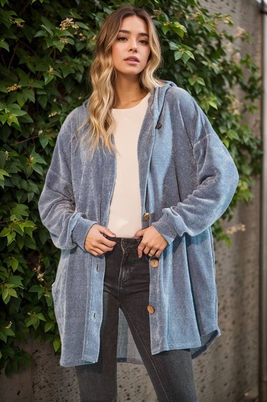 HEIMISH – Cardigan - Mulher por atacado – EJ6401-35 CASACO COM CAPUZ SÓLIDO5