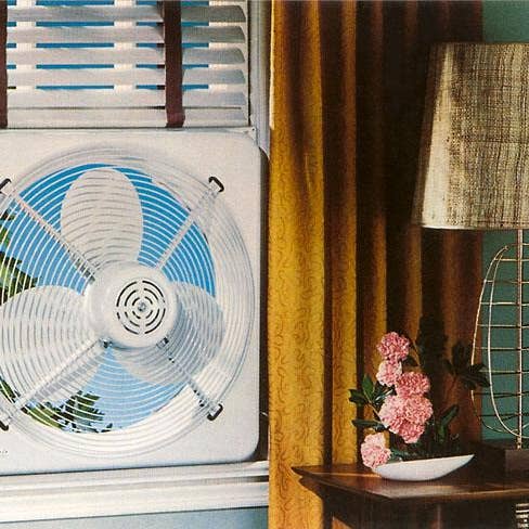 Art Print NP-189 Electric Fan in Window for wholesale by Found Image Press