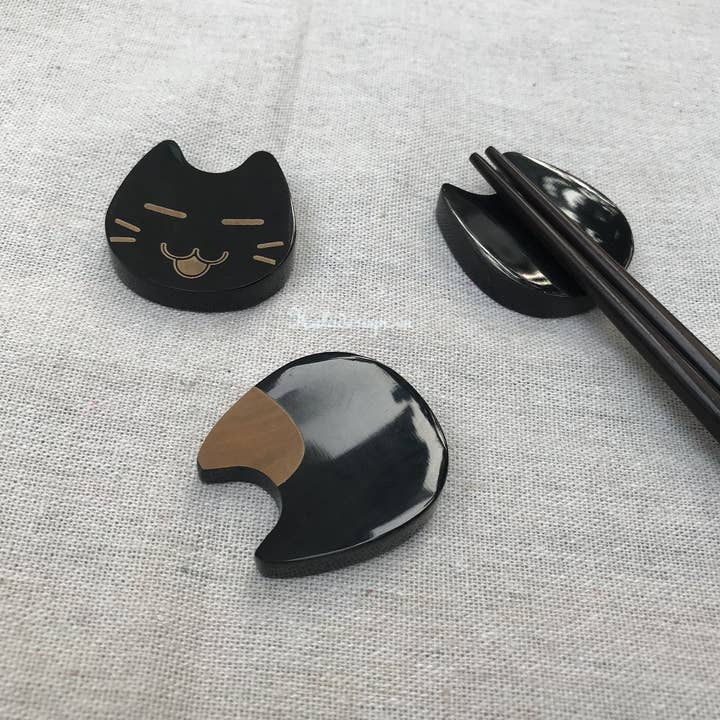 Hala Design - Wholesale Spoon Rest - Kawaii Buffalo Horn Cat Chopstick Rest3
