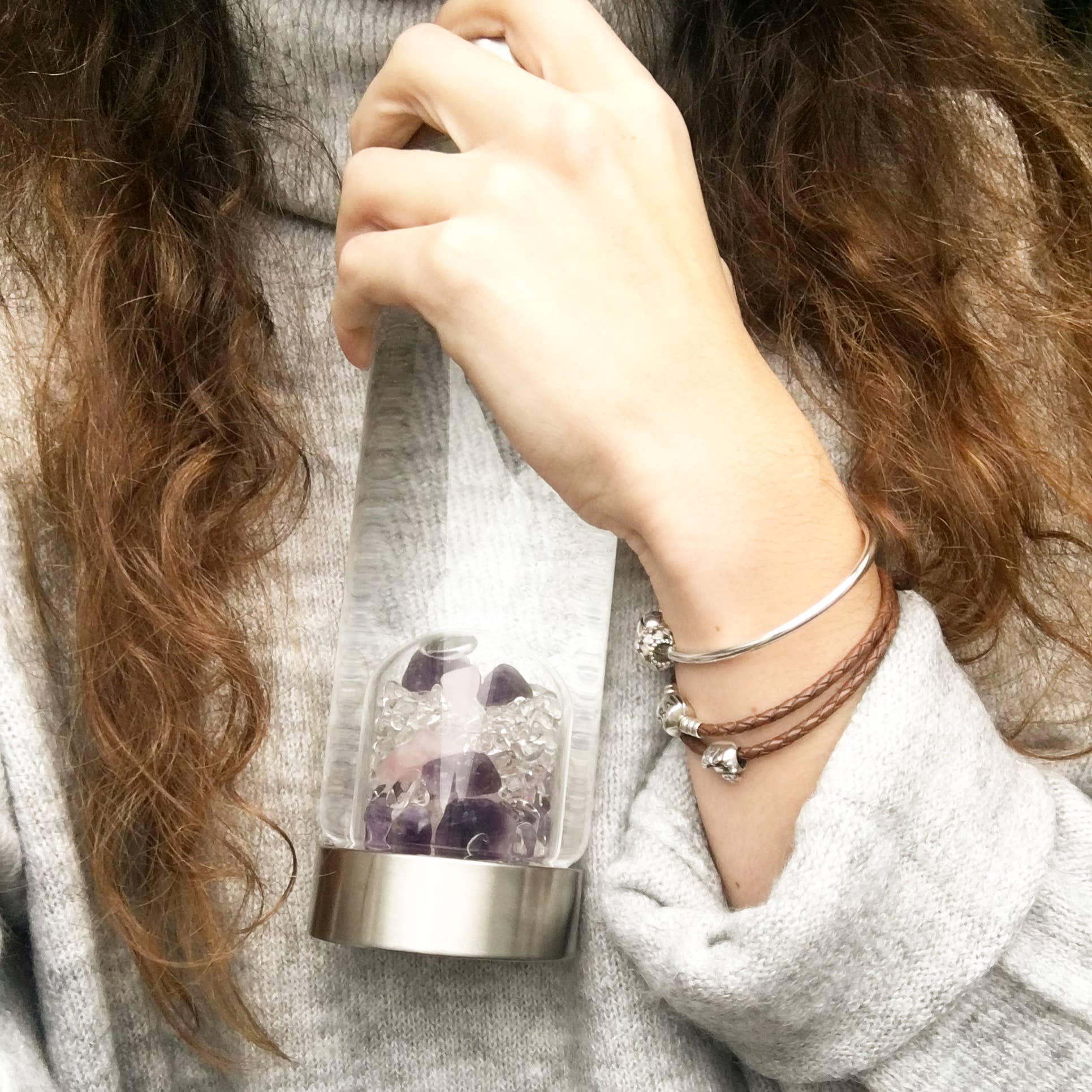 VitaJuwel USA - Wholesale Water Bottle - ViA Crystal Water Bottle | WELLNESS w Amethyst & Rose Quartz4