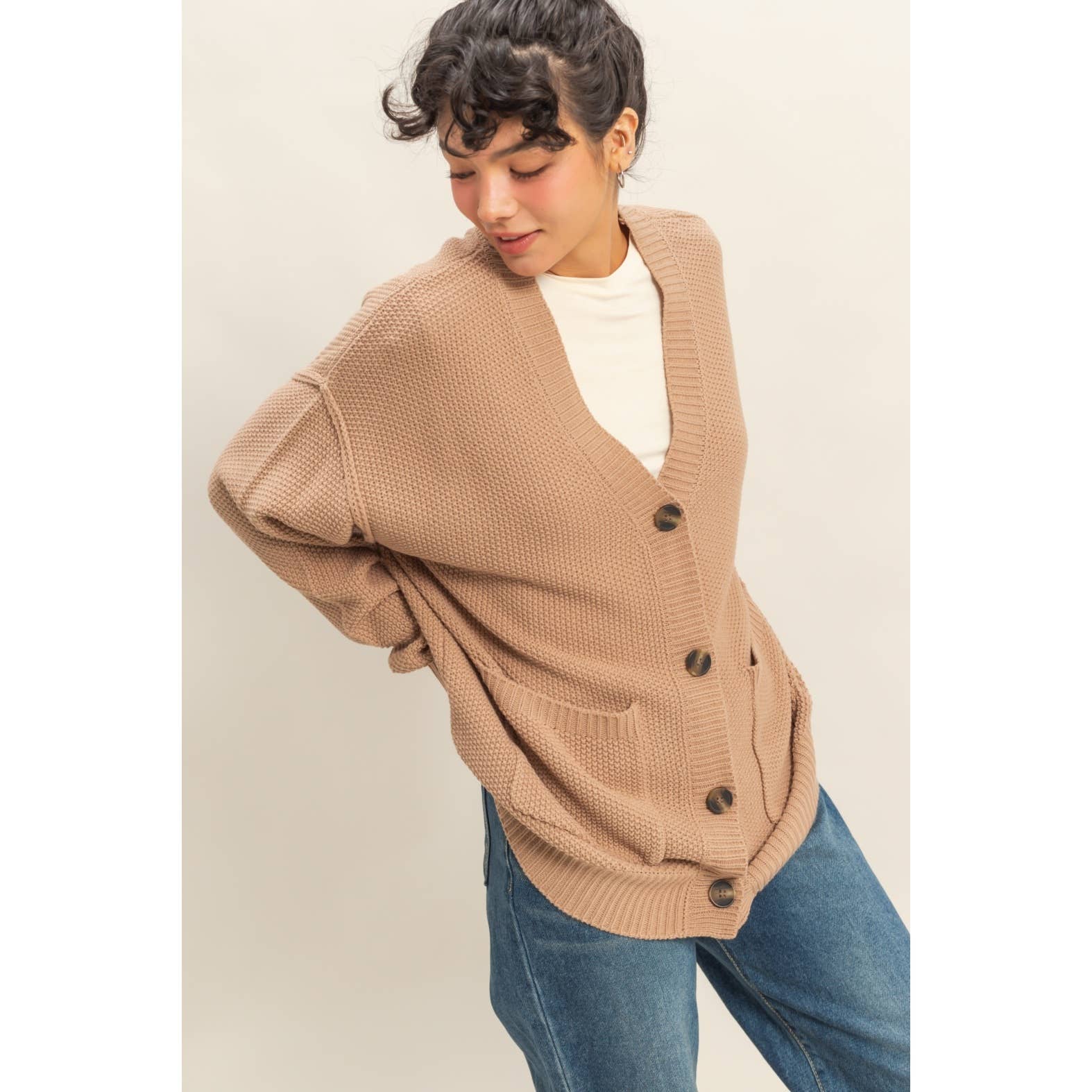 Double Zero - Vendita all'ingrosso Cardigan - Donna - Cardigan oversize con bottoni "Charm Them All"0