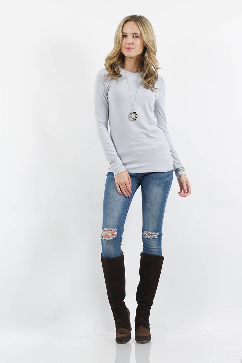 42POPS - Wholesale T-Shirt - Women's - Microfiber Long Sleeve Round Neck Tee4