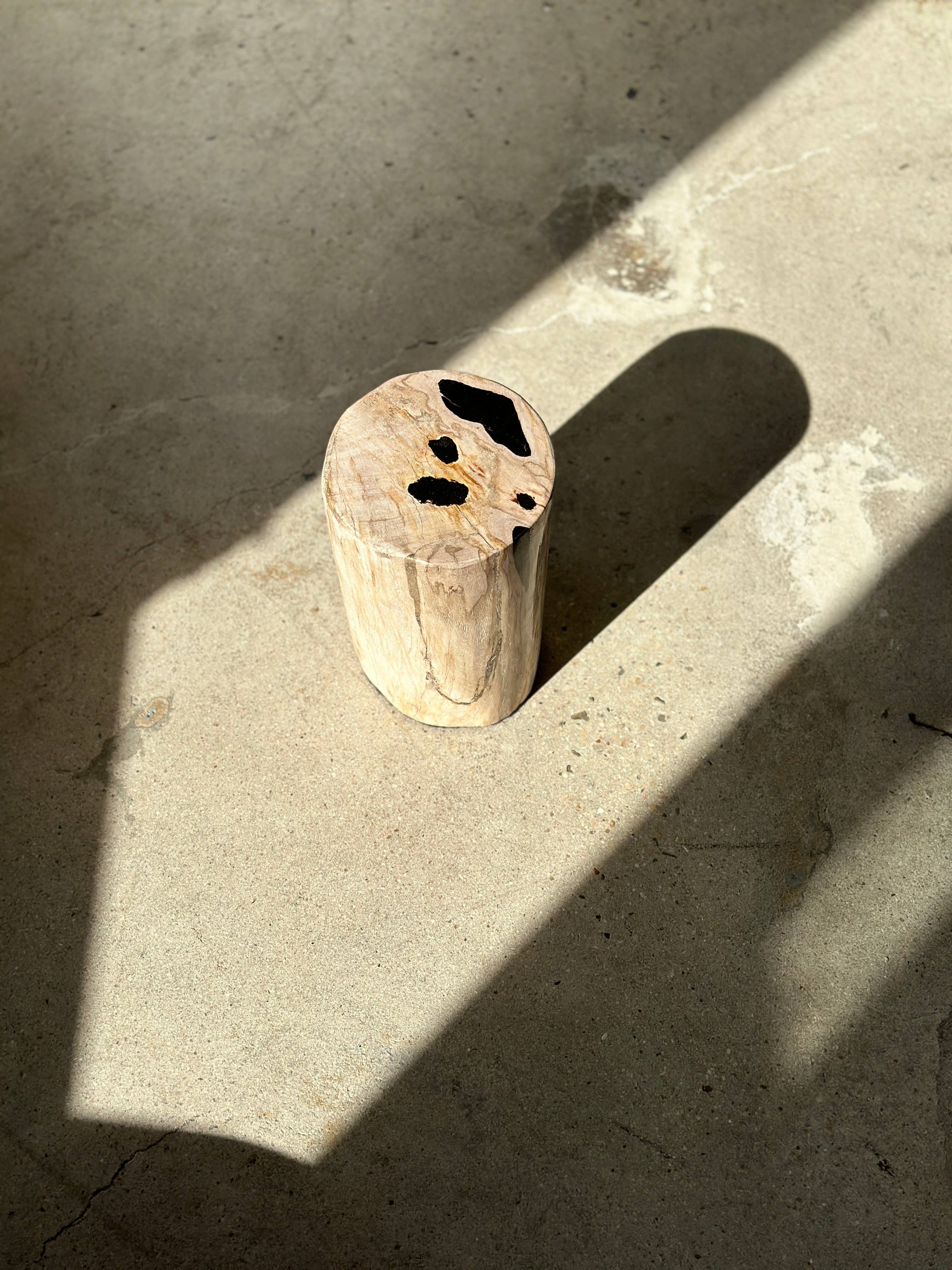 Office Objets - Wholesale Side Table - White petrified wood side table with black spots H:27.5 D:1846