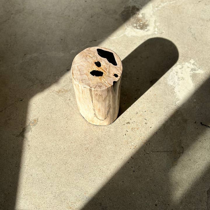 Office Objets - Wholesale Side Table - White petrified wood side table with black spots H:27.5 D:1846