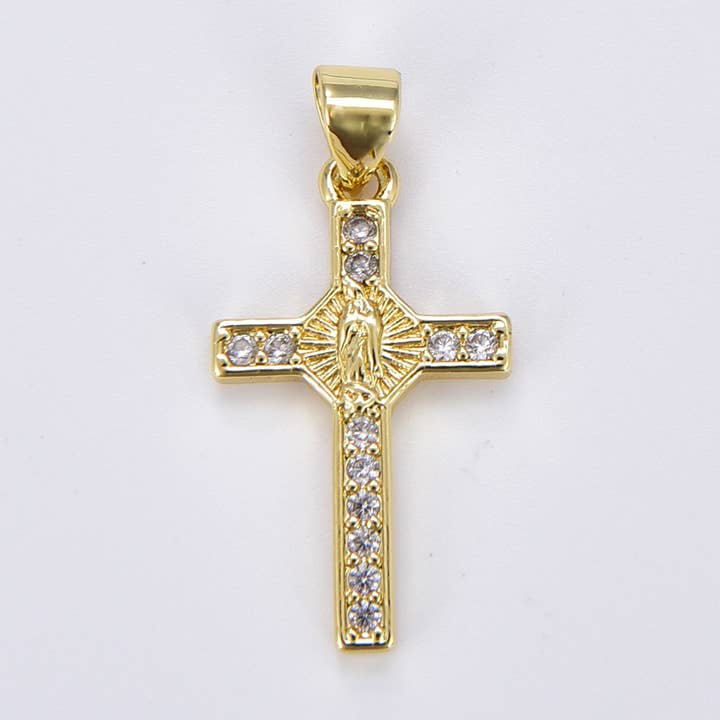 Gold Filled Cross Charm, CZ Micro Pave Cross Pendant CP1896 for wholesale by Beads Creation