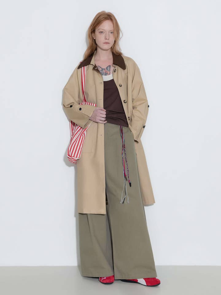 CUBIC - Wholesale Trench Coat - Women's - Color-Blocked Collar Long Trench Coat13