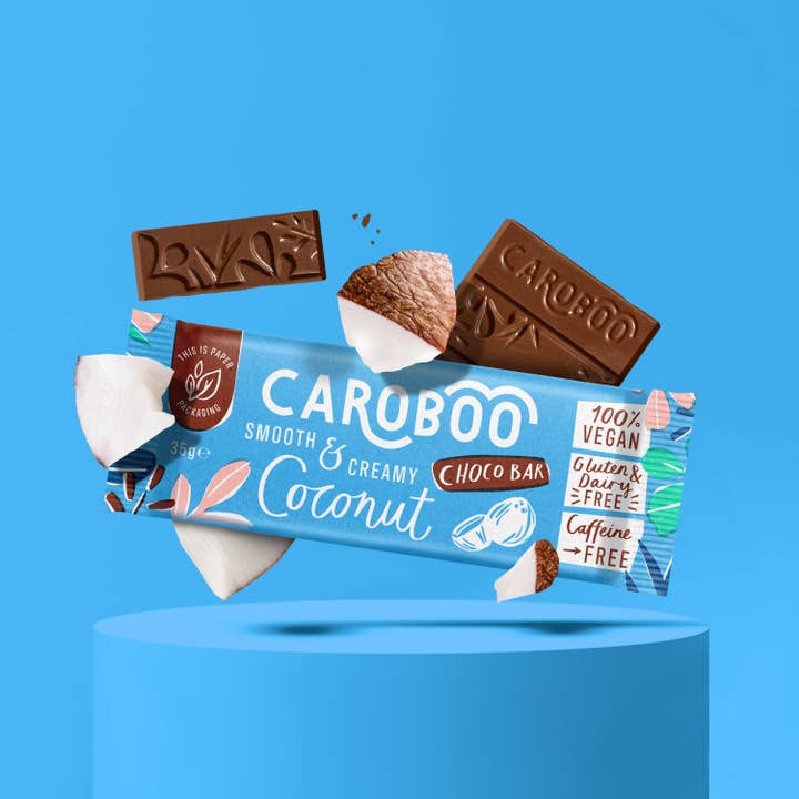 Barre de chocolat à la noix de coco Caroboo sans cacao et vegan 35g pour la vente par Caroboo