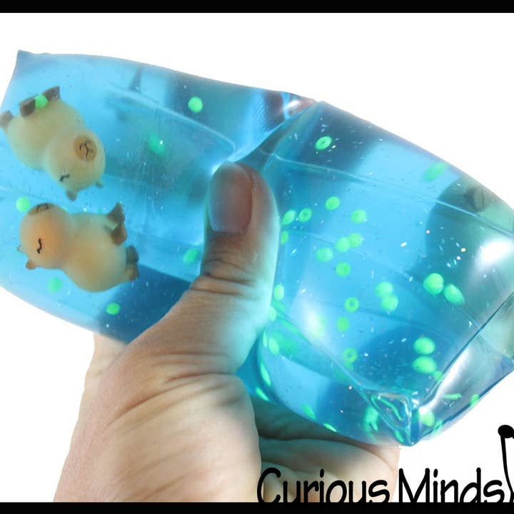 Curious Minds Toys - Vente Jouet mou – enfant et bébé - 1 jouet anti-stress en forme de serpent en tube rempli d'eau, un Capybara géant :4