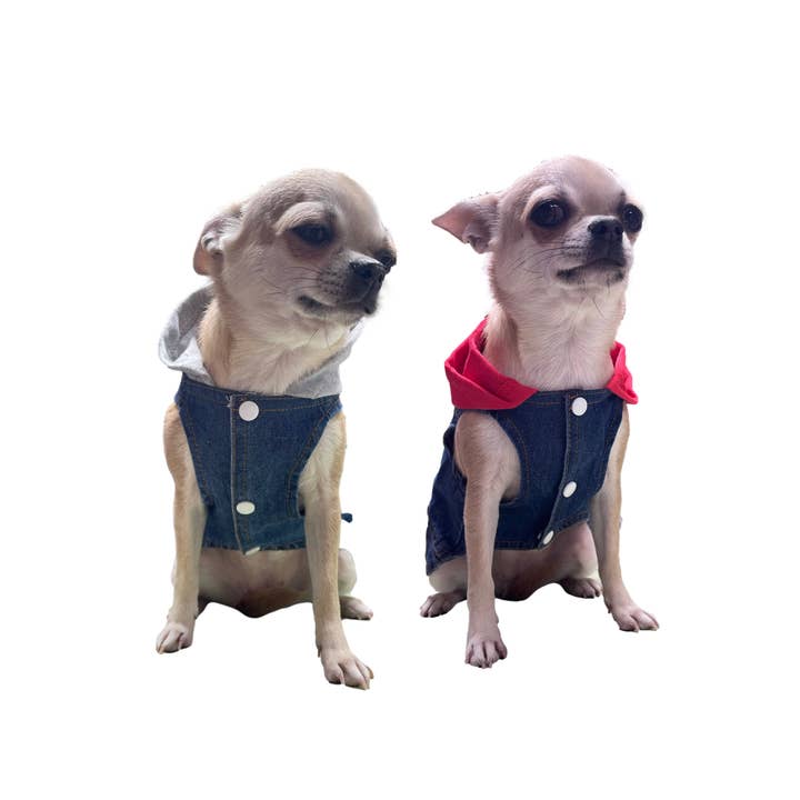 Denim Dog Jackets with Hood for wholesale by Sassy Dog Fashions