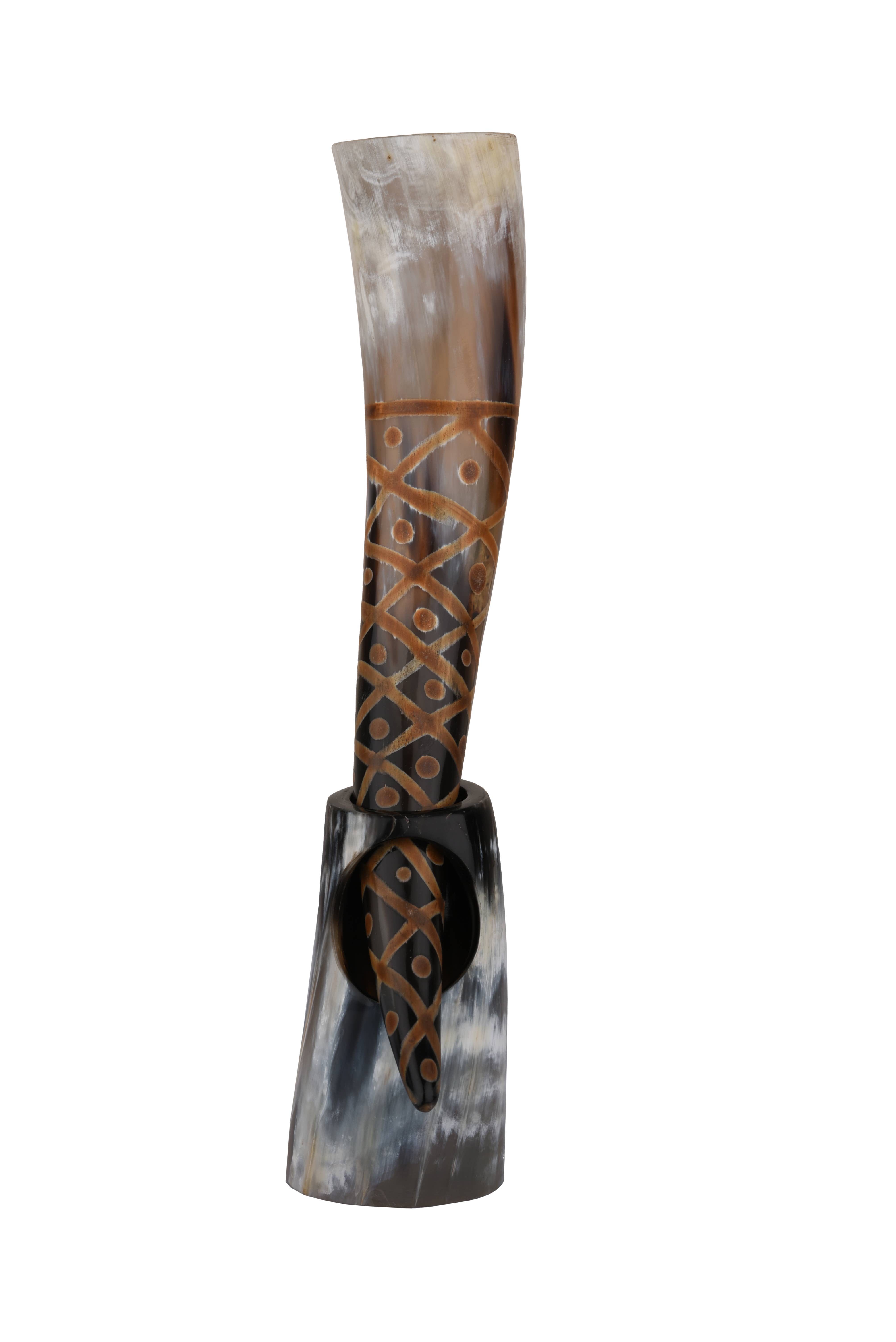 Handicrafts Home - Wholesale Drinking Glass/Cup - Drinking Horn with Stand - Holds Upto 16 oz, Burnt Craft3