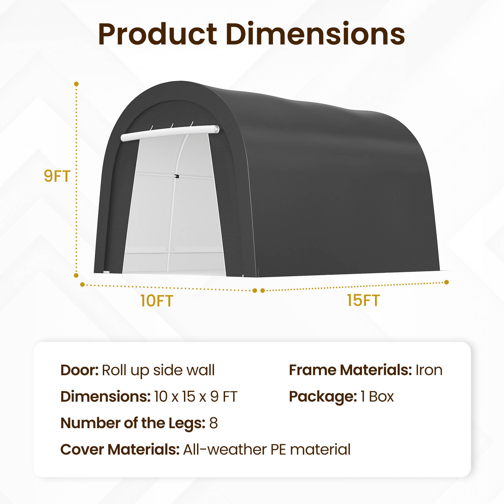 Heynemo - Wholesale Tent - Domed Carport, Portable Garage with 2 Roll up Doors0