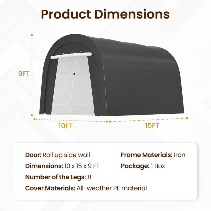Heynemo - Wholesale Tent - Domed Carport, Portable Garage with 2 Roll up Doors