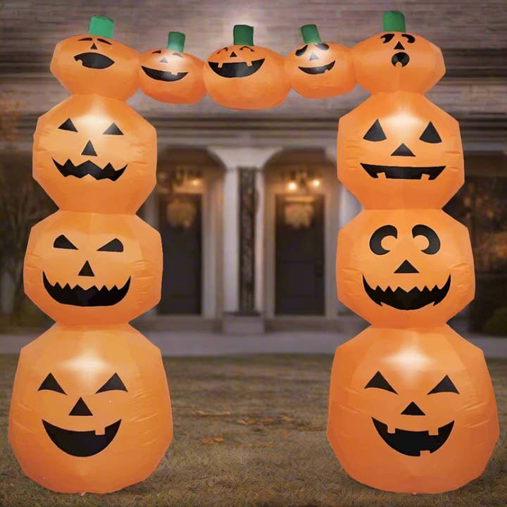 Lexi Home - Wholesale Inflatables - Eerie 8-Foot Pumpkin Arch Outdoor Halloween LED Inflatable