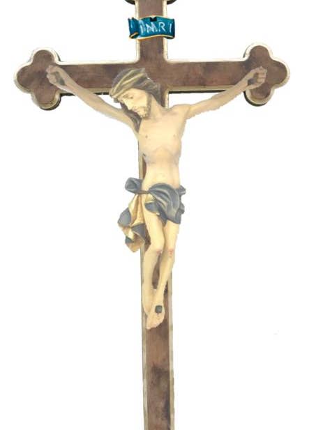 Body of Christ Sculpted on Baroque Cross | Val Gardena Craftsmanship for wholesale by Dolfi