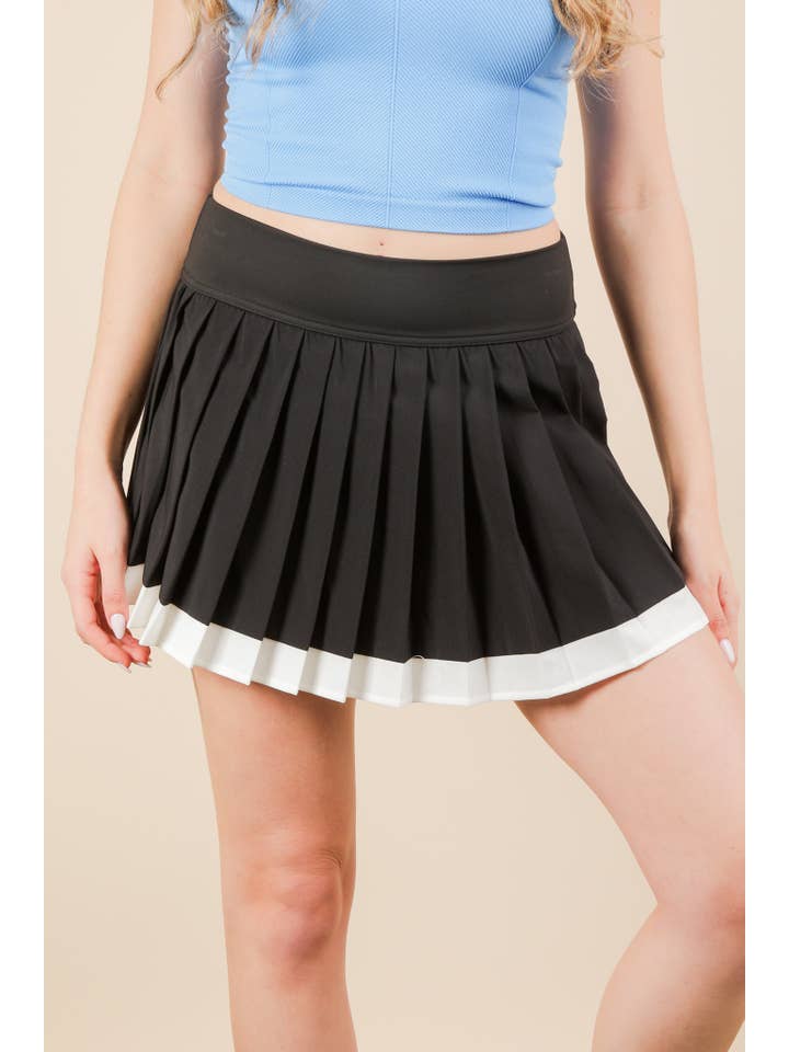 VERY J - Wholesale Athletic Skirt - Women's - NS50132-Two Tone Pleated Activewear Mini Skirt with Shorts14