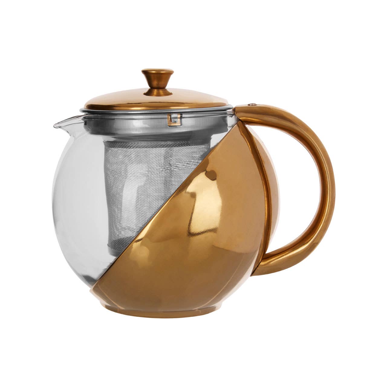 Interiors by Premier – wholesale Tea pot – Gold Finish Glass Teapot with Infuser
