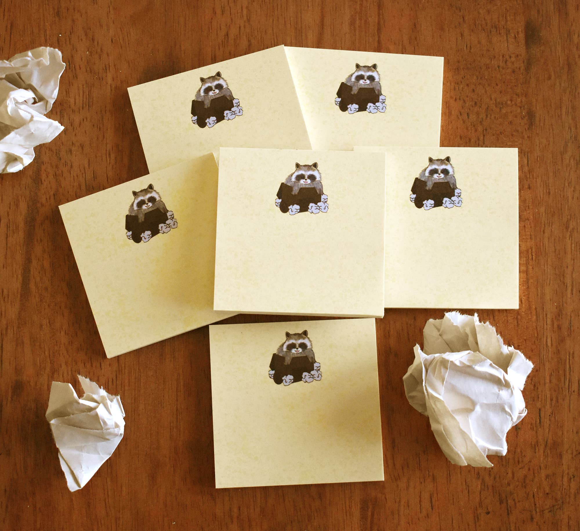 Caffeinated Rabbit Art - Wholesale Sticky Notes - Raccoon Sticky Notes