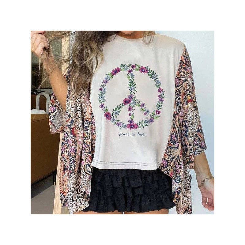 kycozy – Engroshandel T-shirt med print - Dame – Trykt top med flagermusærmer i løs pasform1