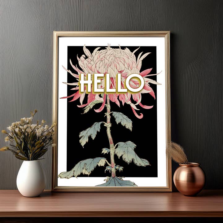 Vintage Flower Art Print – Hello (A4/A3) for wholesale by delaVision