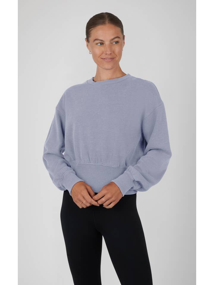 90 Degree by Reflex & Yogalicious - Wholesale Sweatshirt - Women's - Women's Lux Fleece Stone Wash Long Sleeve Pullover9