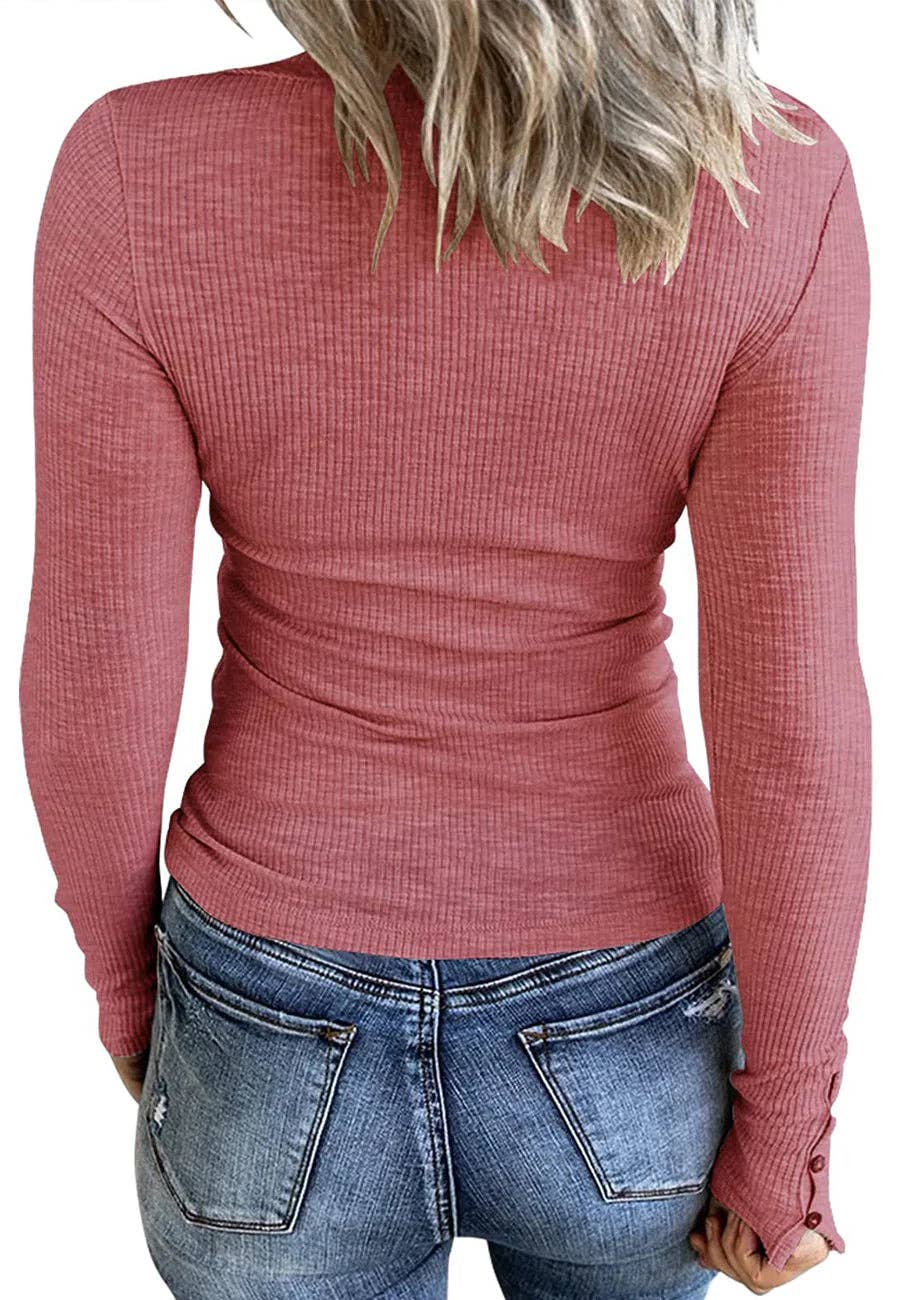Anna Kaci Wholesale - Vente Haut en maille – femme - Haut Henley ajusté en tricot côtelé19