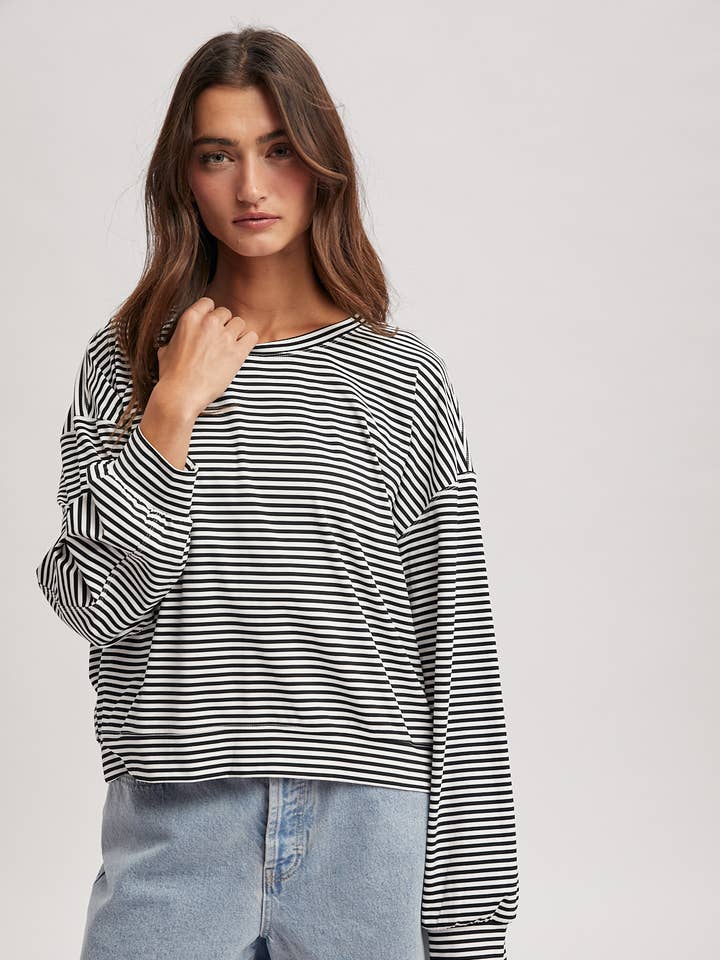 SCUBA STRIPED KNIT TOP / WL25-12082 for wholesale by Wishlist Apparel