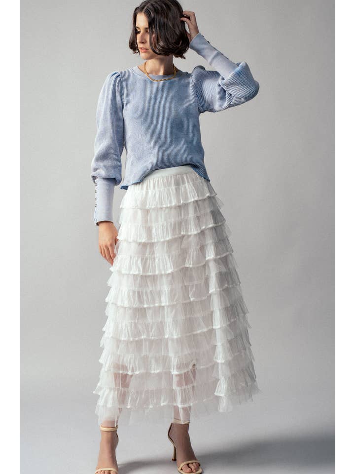 Urban Daizy - Wholesale Skirt - Women's - Clear Tulle Layered Ruffle Maxi Skirt