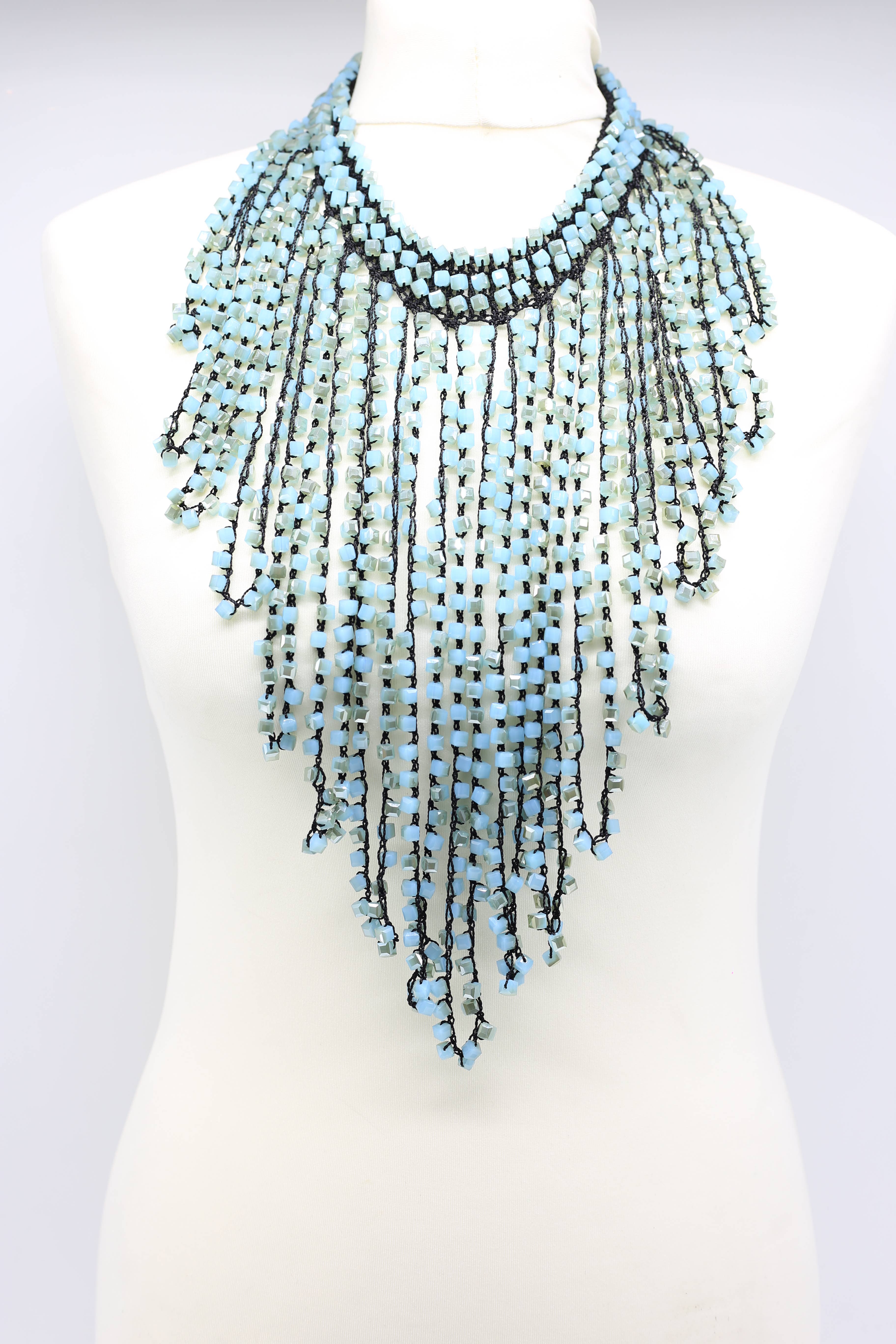 Jianhui London - Wholesale Bib Necklace - 6 x 6 Crystal Fringe Necklaces - Long Tassle6