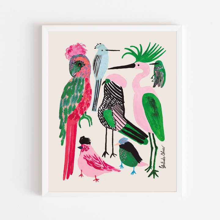 Paperole - Wholesale Art Print - EXOTIC BIRDS, 8" X 10" — Poster by Gertrudis Shaw