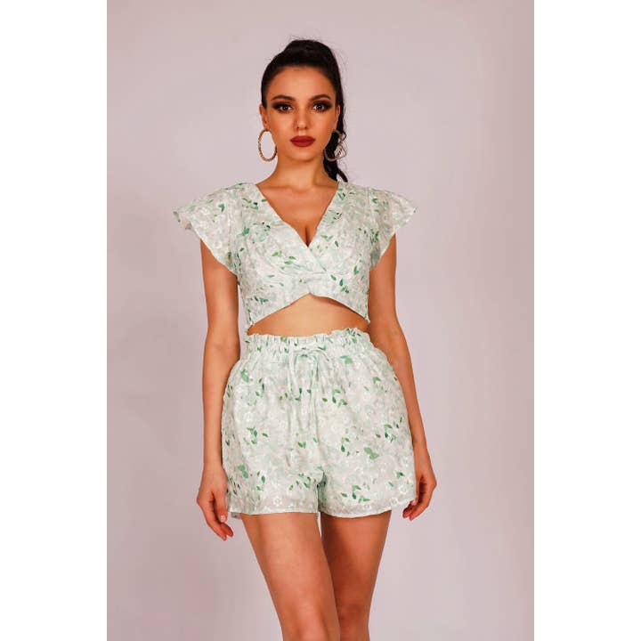 Bloemenbedrukte korte sets voor wholesale door Chicways