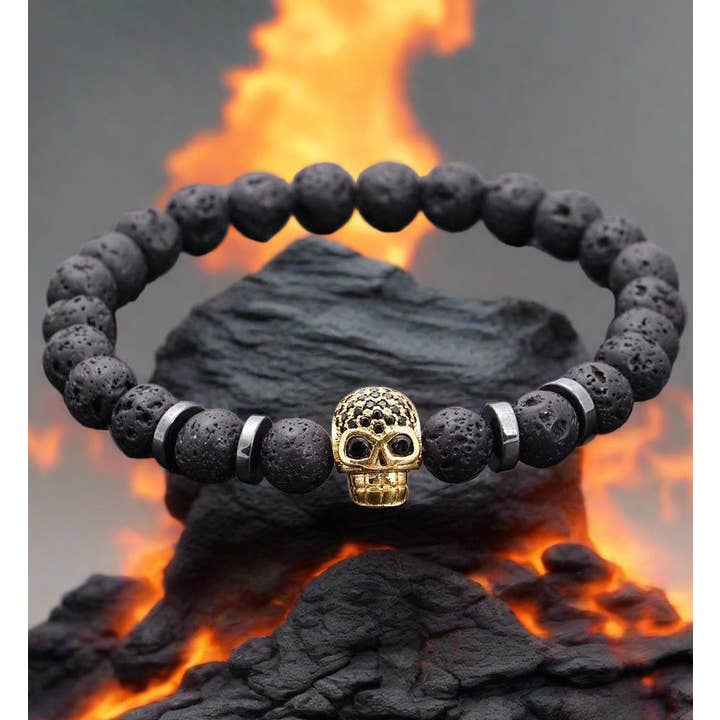 Handmade Black Eye Skull Lava Stone Bracelet and other Purchase Wholesale lava. Free Returns & Net 60 Terms on Faire trending on Faire.