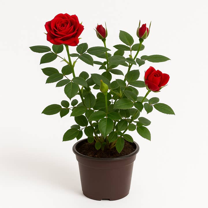 Oasis of Life - Vendita all'ingrosso Piante vive - Rosa nana rossa β mini rosa compatta per aiuola, balcone e vaso β resistente al freddo, facile da curare e abbondante fioritura β fiori rosso brillante per giardino e terrazza